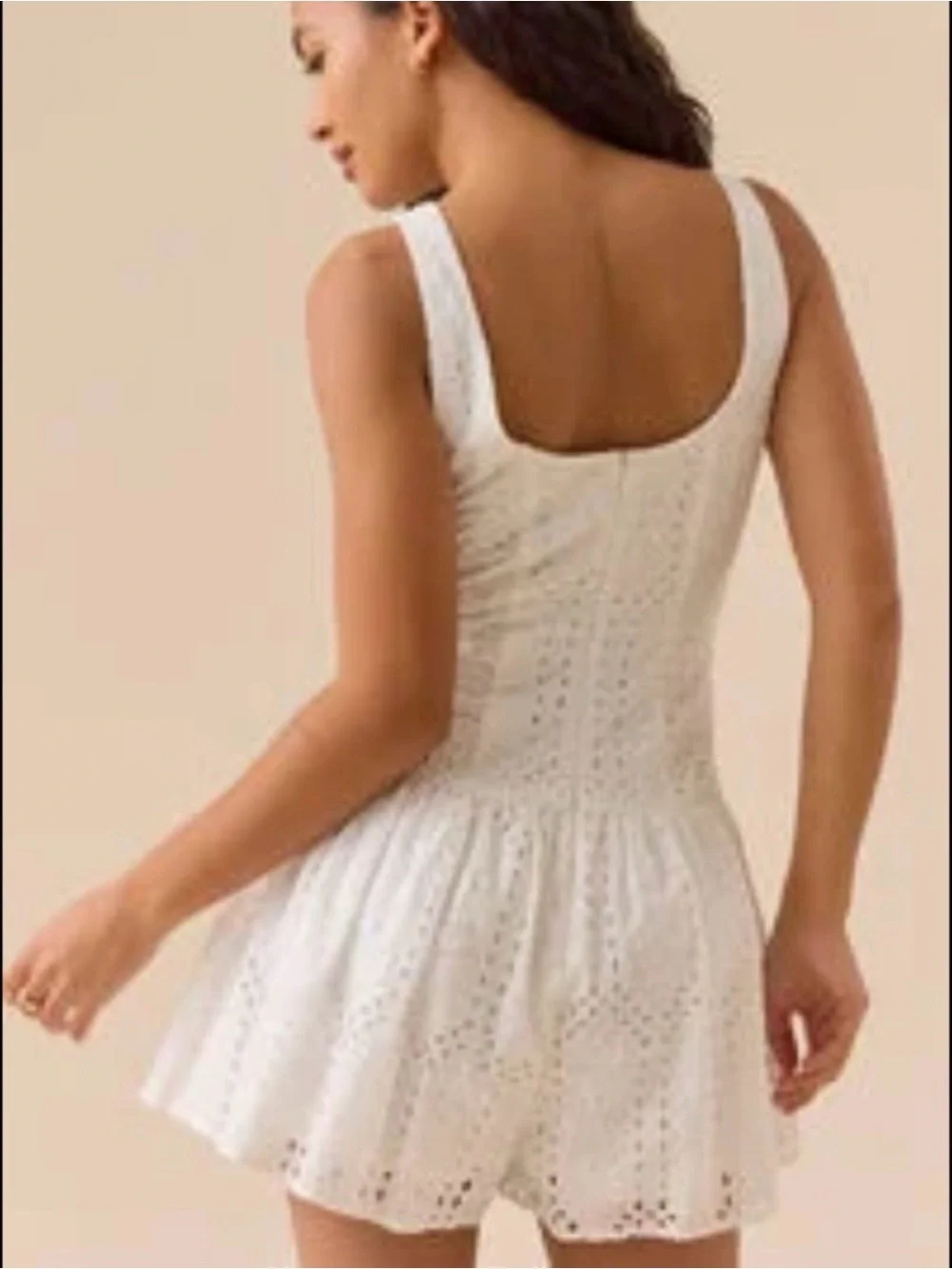 Altar’d State Eyelet Lace Sleeveless White Button Romper Womens Large